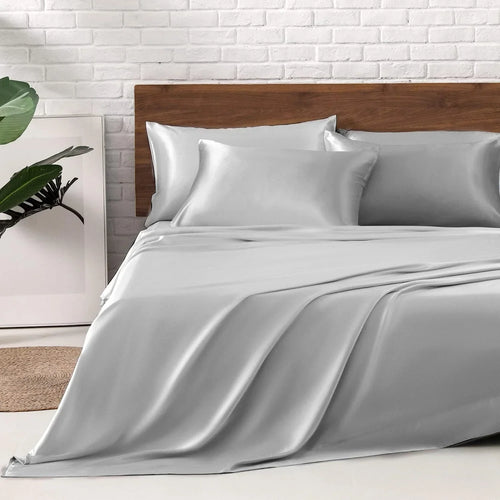 Queen Satin Bed Sheets 4 Piece Set Silky Soft Bedding with 15 Inch Deep Pocket